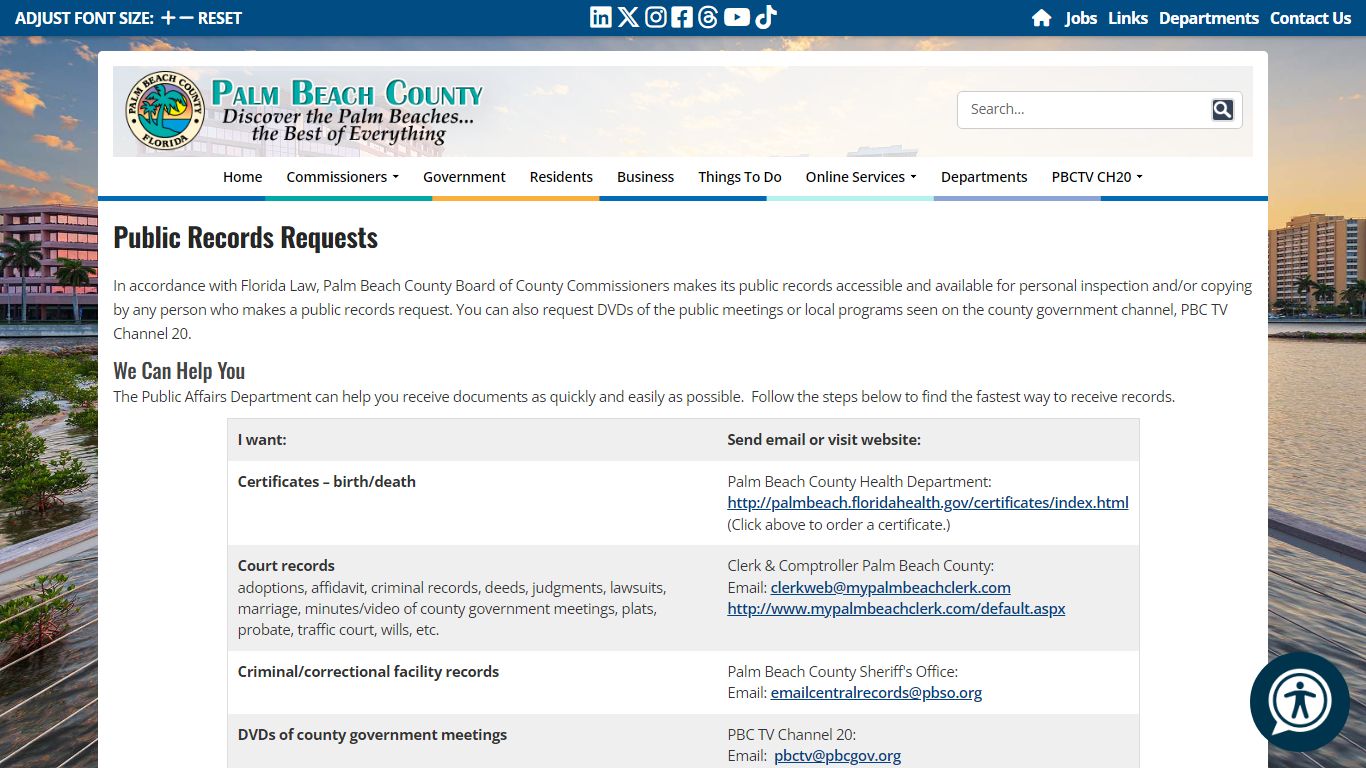 Public Records Requests - Palm Beach County